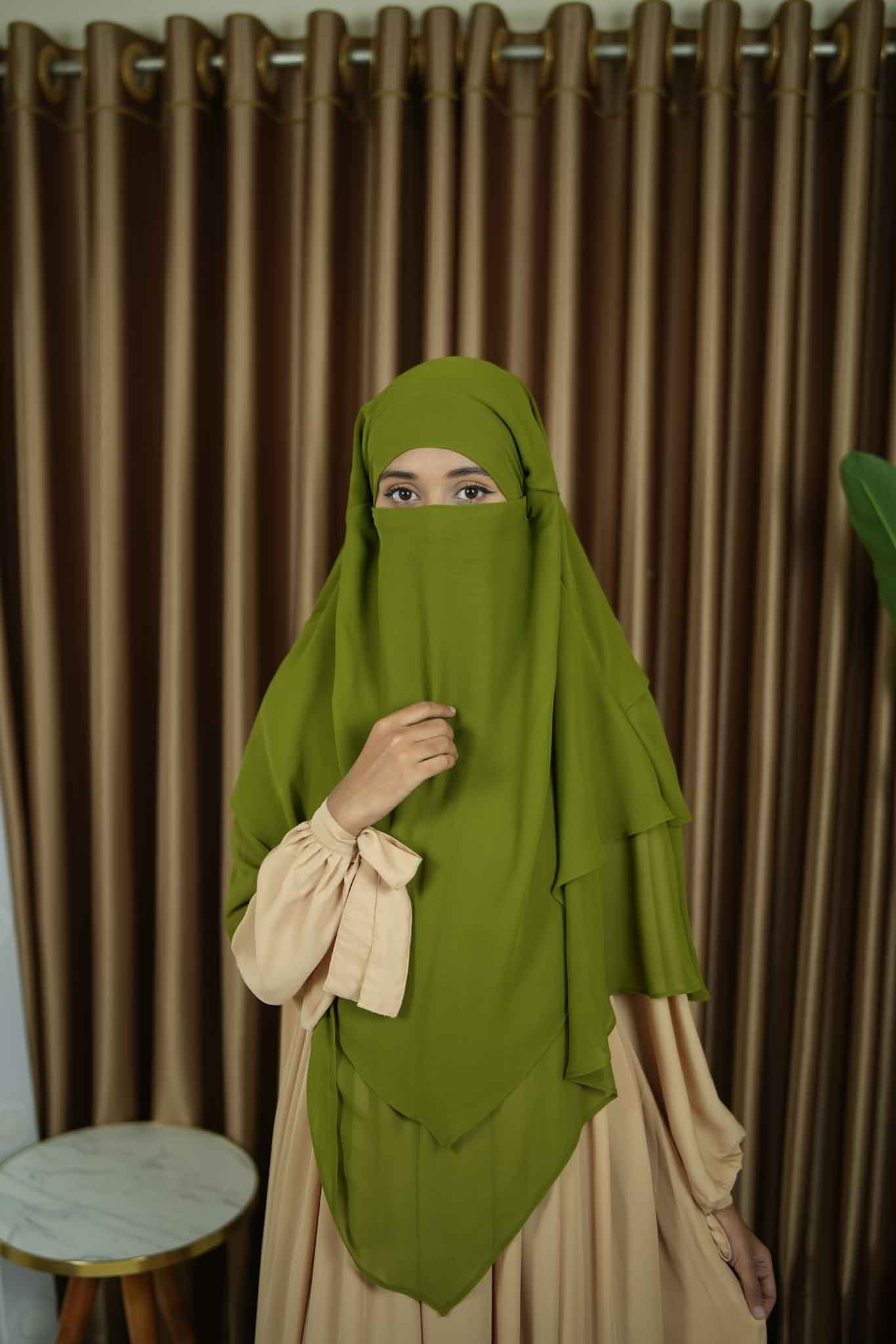 LIGHT OLIVE THREE LAYER READY HIJAB