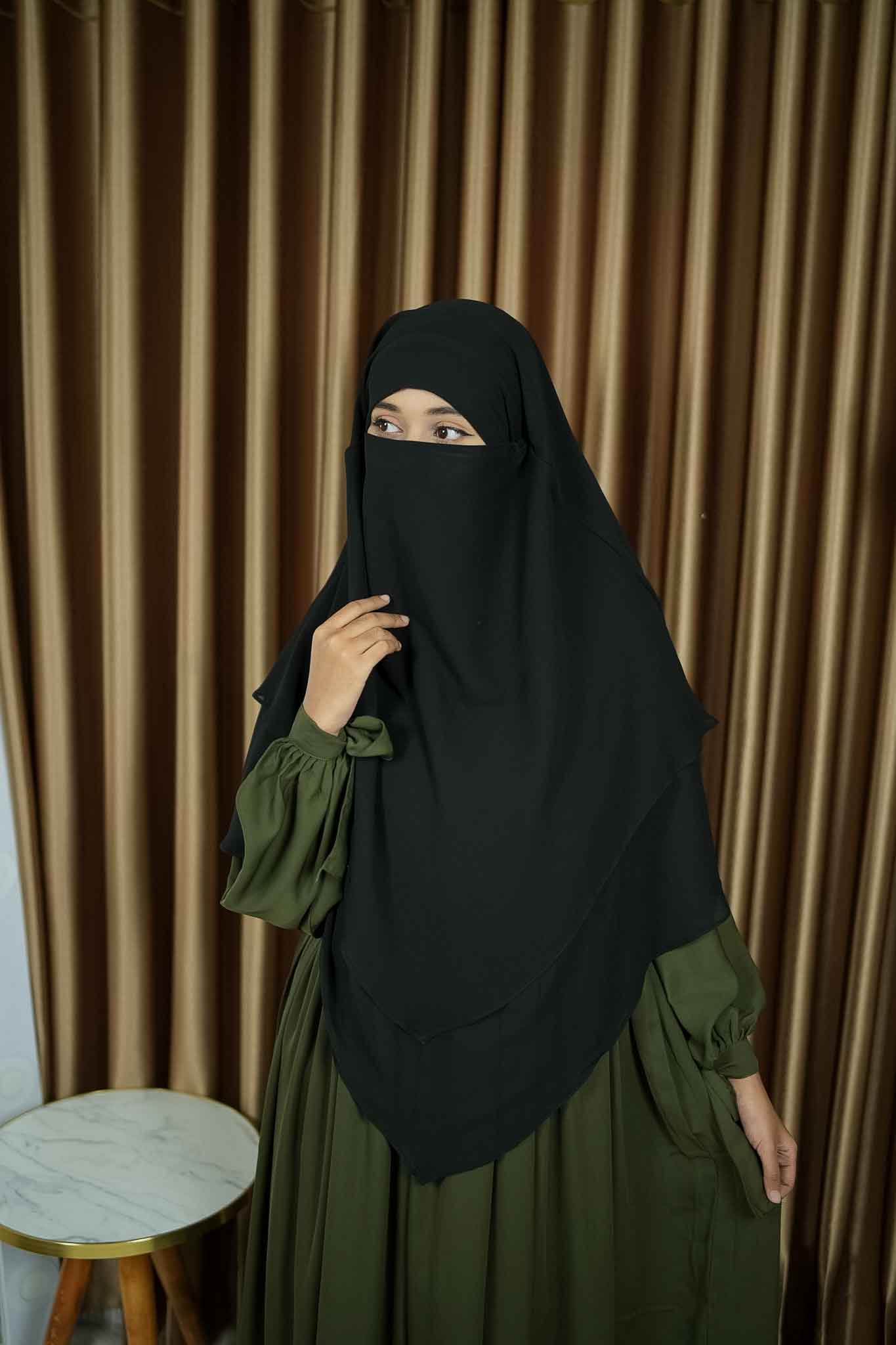 BLACK THREE LAYER READY HIJAB